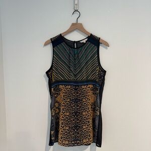 CABI Leopard Print Mixed Pattern Sleeveless Top Size M Statement Piece